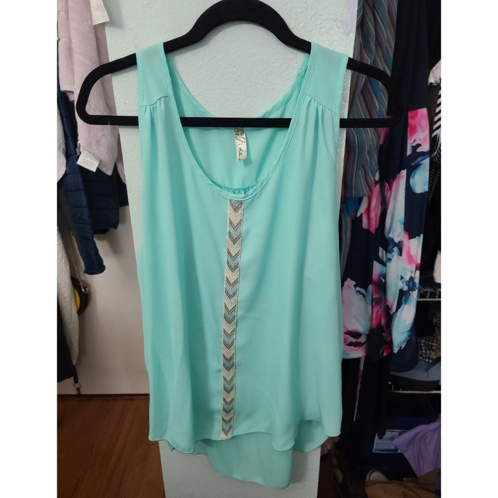 Aqua Light Blue Dressy Tank